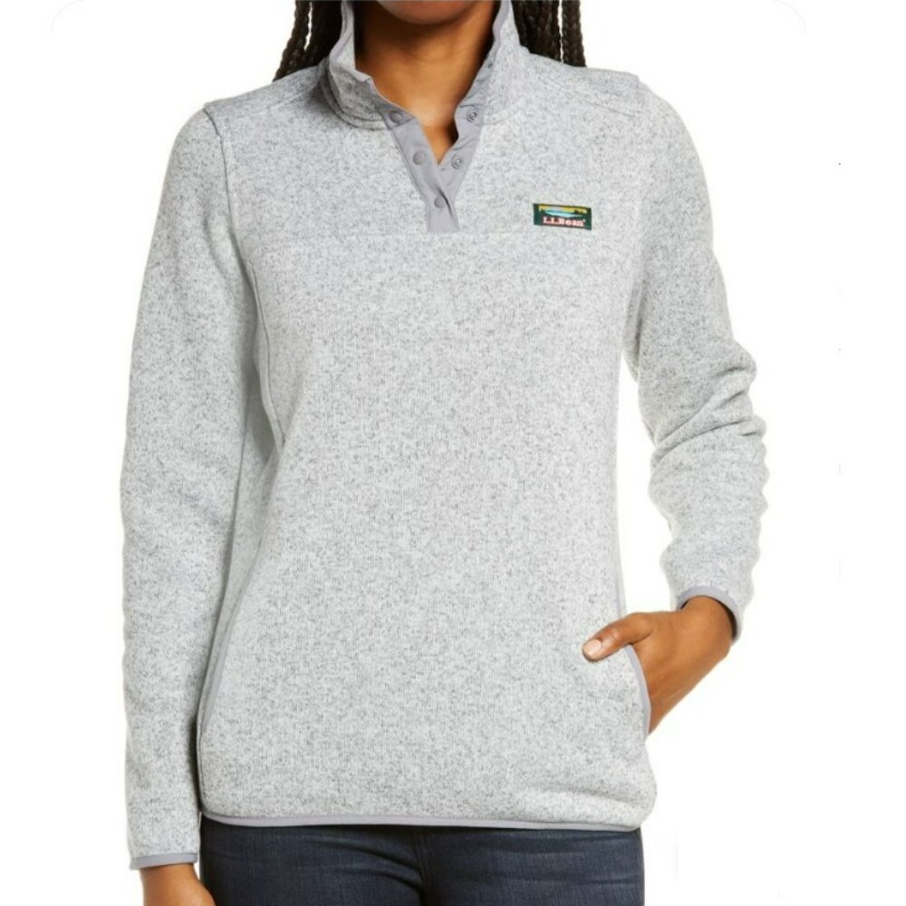 L.L. Bean Women’s Sweater Fleece Pullover Pewter Heathered Gray XS REG